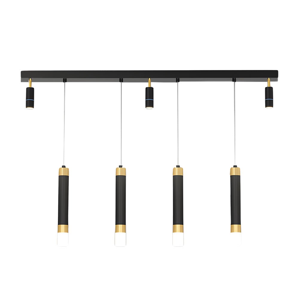 Sleek Black Linear LED Chandelier with 3-Step Dimming for Dining Room