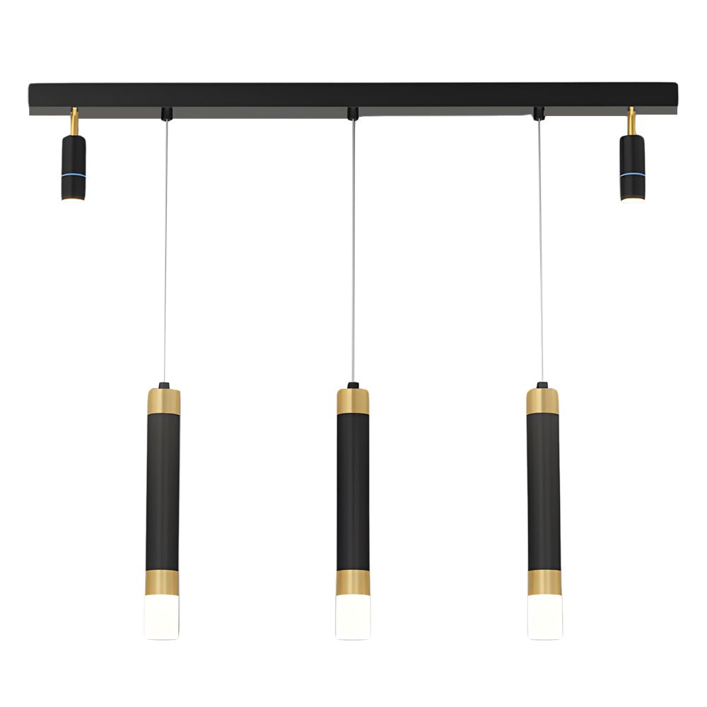 Sleek Black Metal Linear Dimming Chandelier for Modern Dining Room