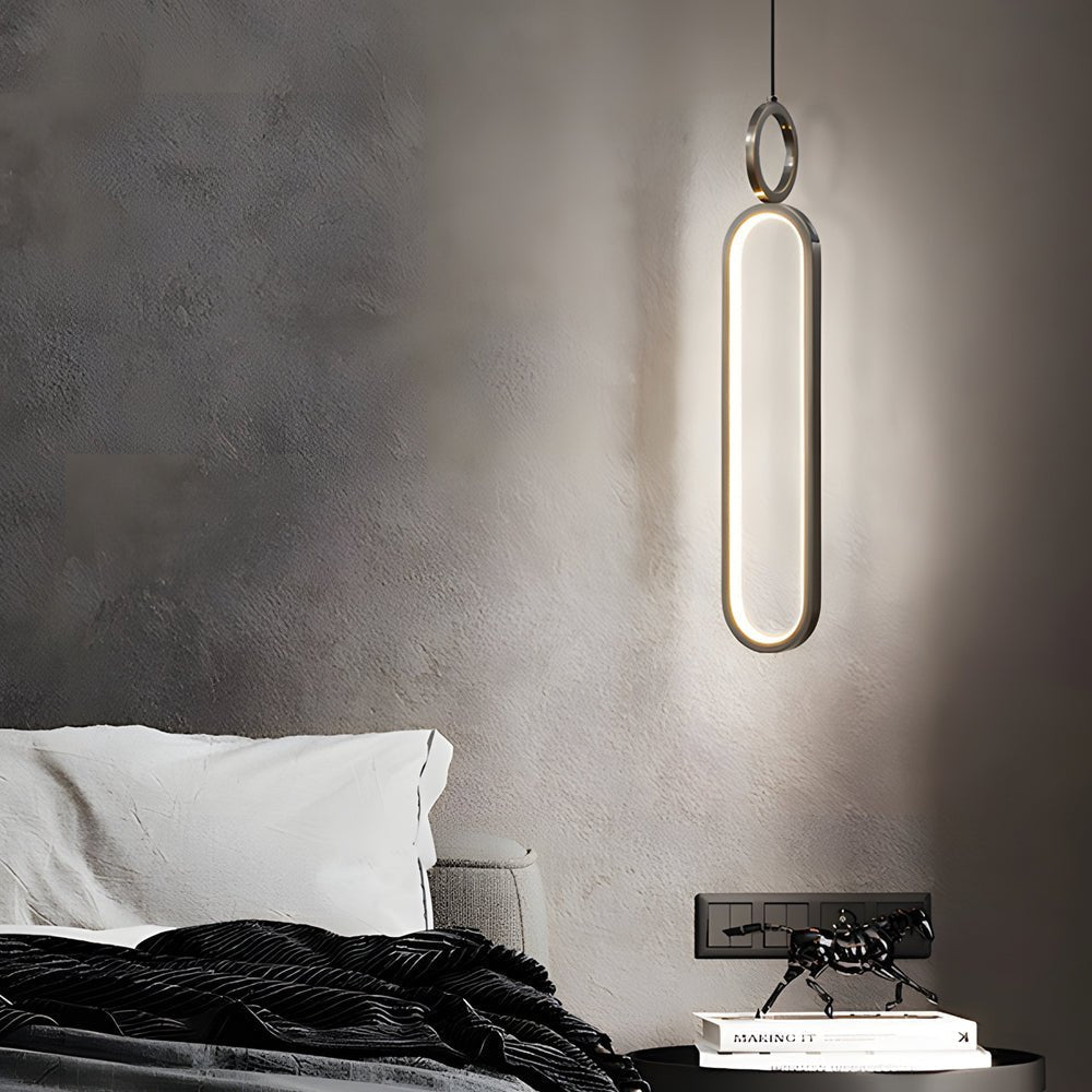 Elegant Copper Long Oval LED Pendant Light for Modern Living Spaces