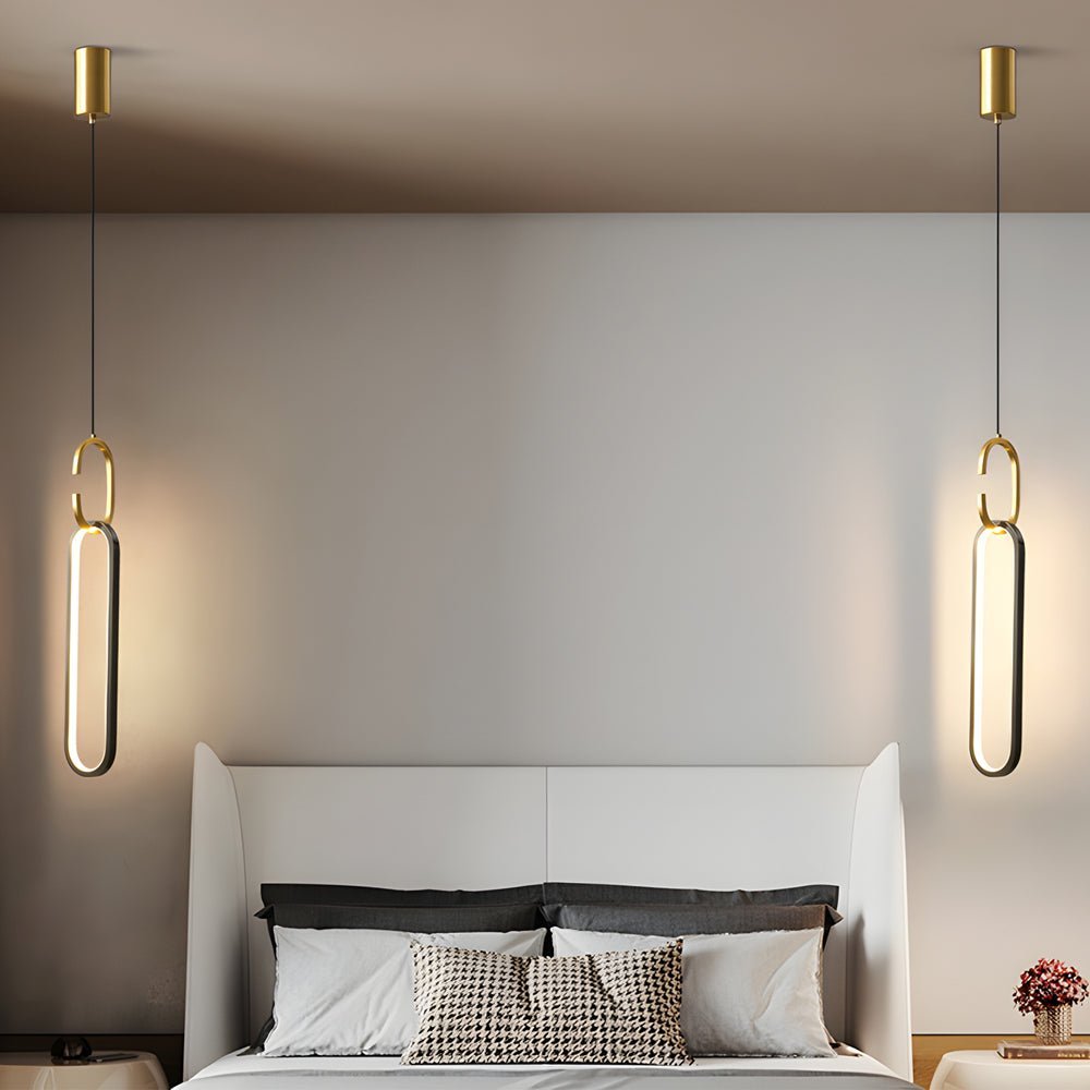Elegant Copper Long Oval LED Pendant Light for Modern Living Spaces