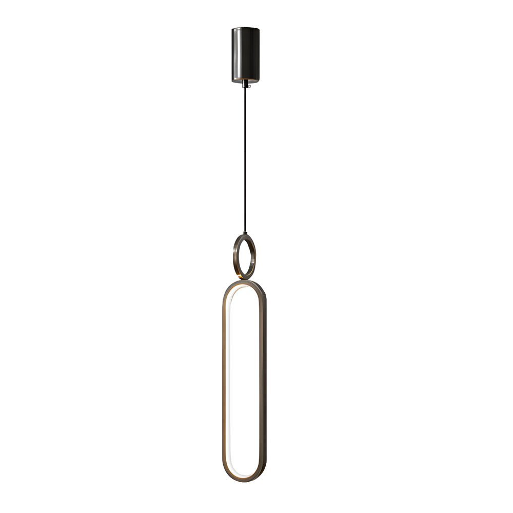 Elegant Copper Long Oval LED Pendant Light for Modern Living Spaces