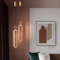 Elegant Copper Long Oval LED Pendant Light for Modern Living Spaces