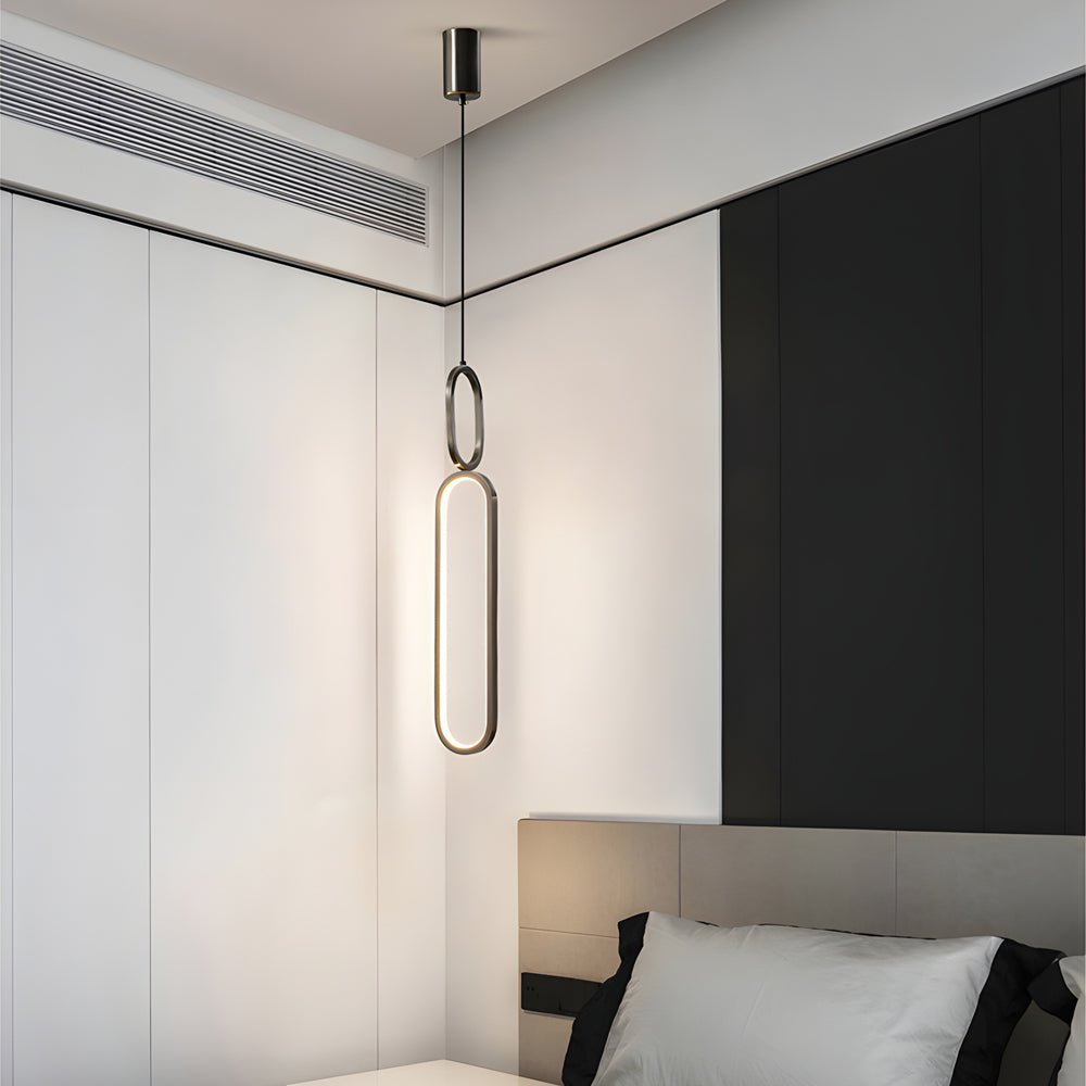 Elegant Copper Long Oval LED Pendant Light for Modern Living Spaces