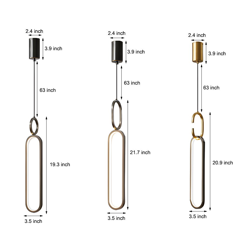 Elegant Copper Long Oval LED Pendant Light for Modern Living Spaces