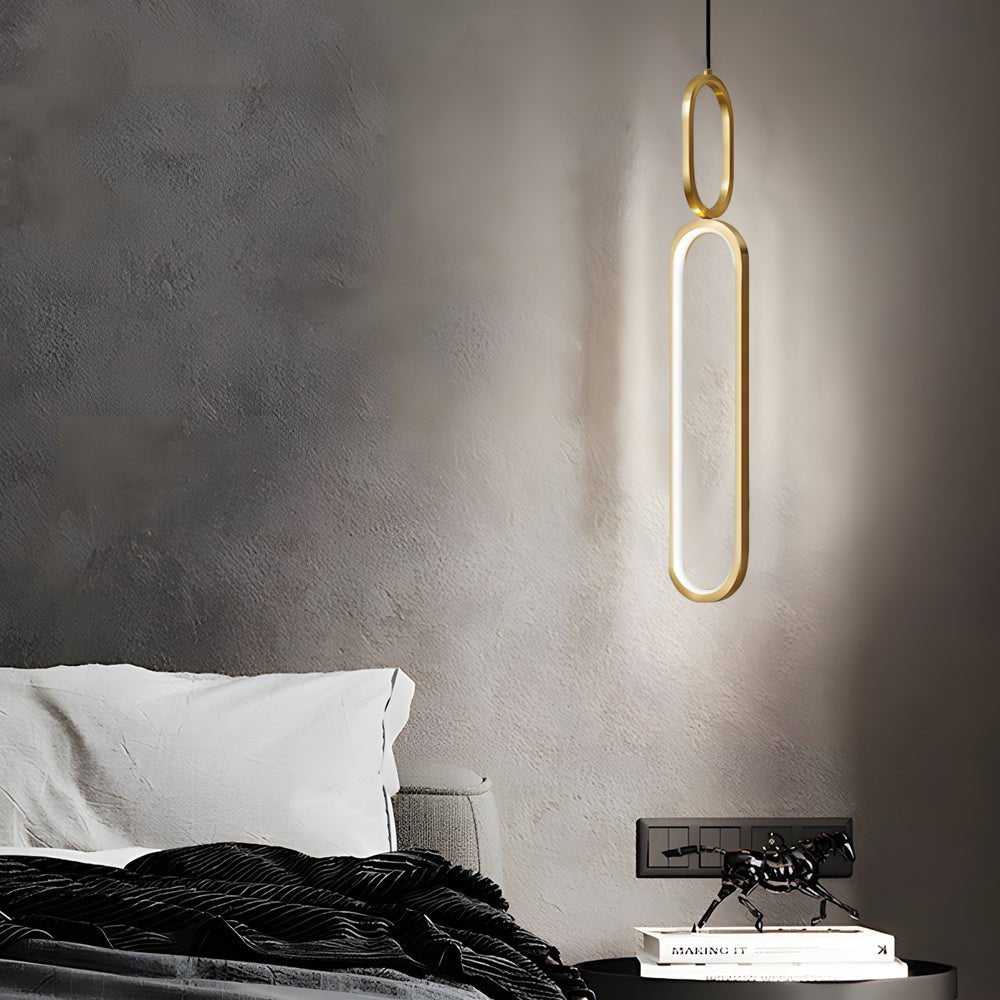 Elegant Copper Long Oval LED Pendant Light for Modern Living Spaces