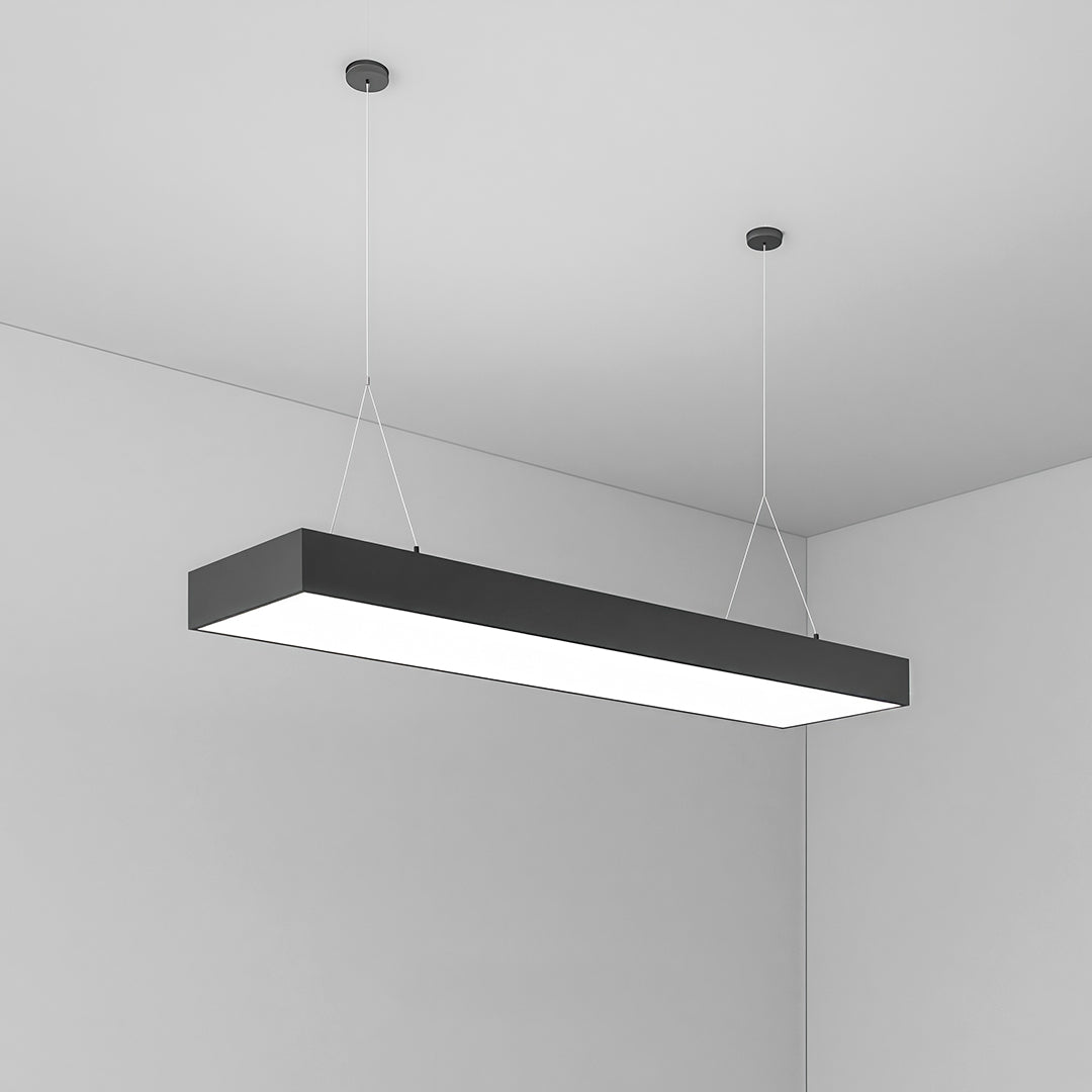 Sleek Black Rectangular LED Chandelier Light for Modern Dining Spaces
