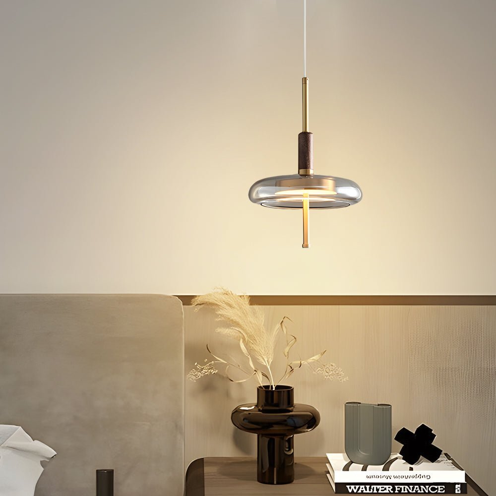Sleek Brass and Glass Dimming Pendant Light for Modern Living Spaces