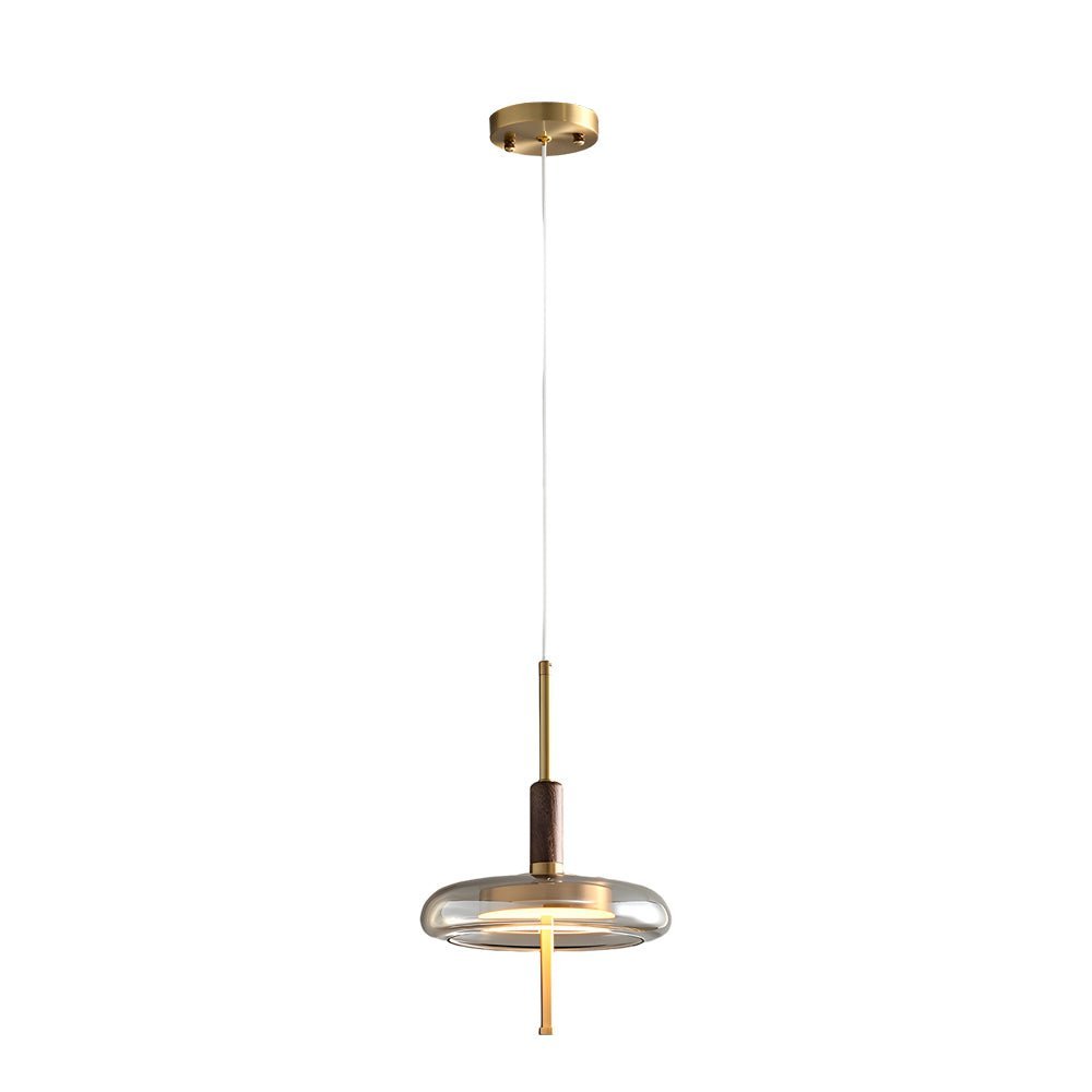 Sleek Brass and Glass Dimming Pendant Light for Modern Living Spaces