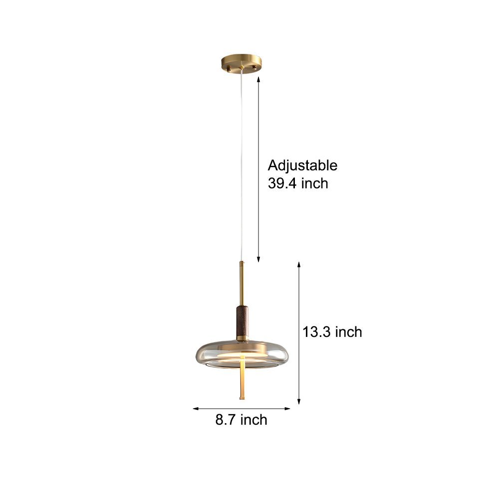 Sleek Brass and Glass Dimming Pendant Light for Modern Living Spaces