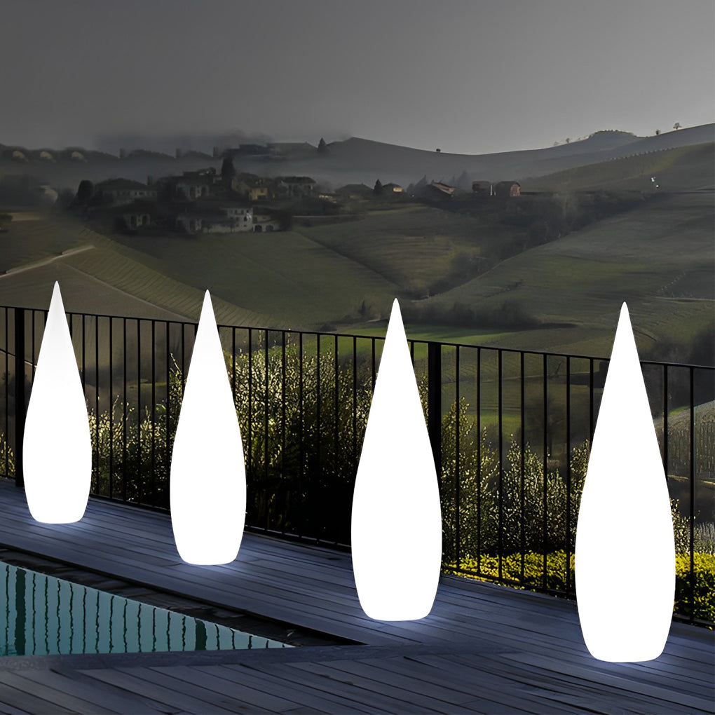 Contemporary Black Teardrop LED Outdoor Floor Lamp for Garden Pathway