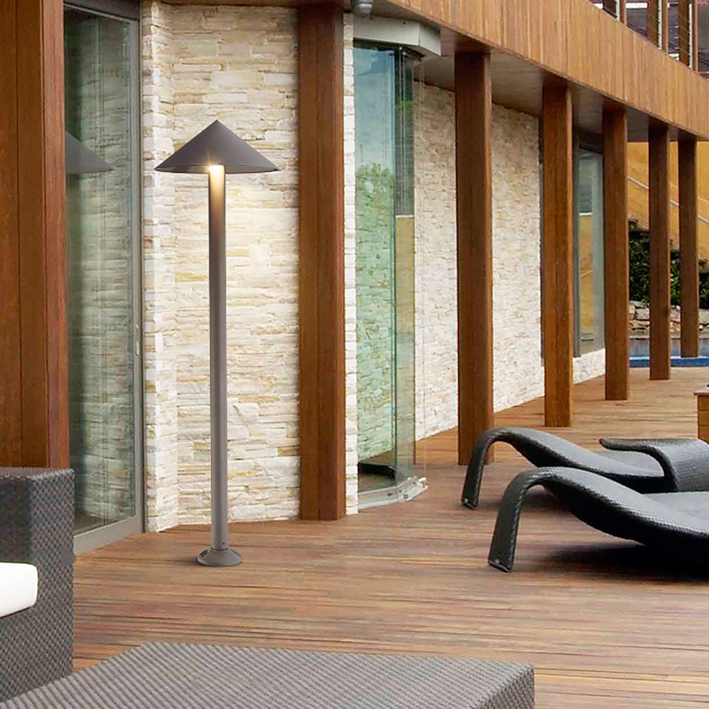Modern White Minimalist LED Outdoor Umbrella-Shaped Post Light Fixture