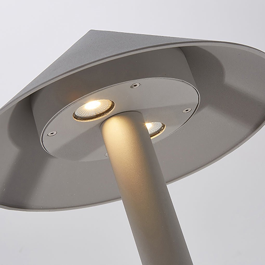 Modern White Minimalist LED Outdoor Umbrella-Shaped Post Light Fixture