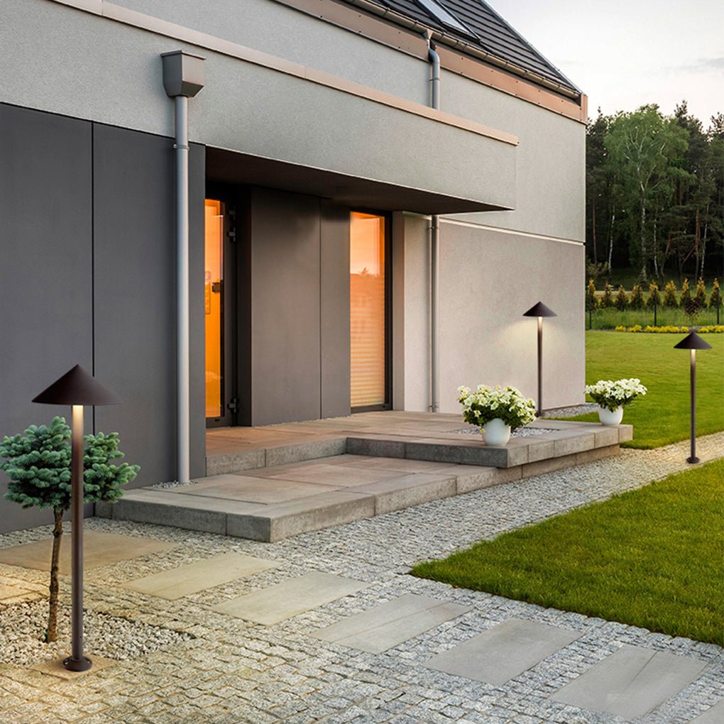 Modern White Minimalist LED Outdoor Umbrella-Shaped Post Light Fixture
