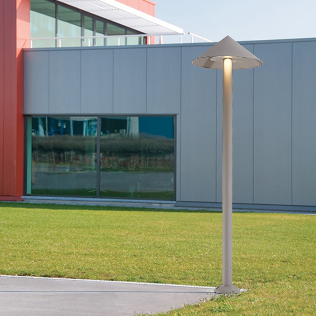 Modern White Minimalist LED Outdoor Umbrella-Shaped Post Light Fixture