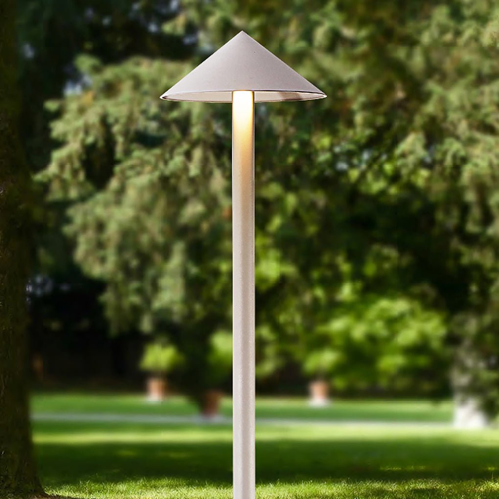 Modern White Minimalist LED Outdoor Umbrella-Shaped Post Light Fixture