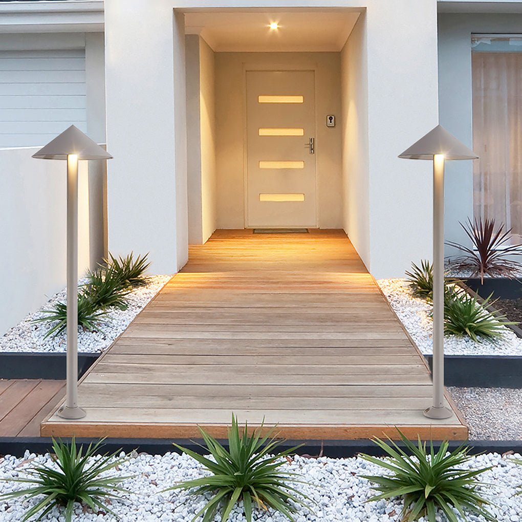 Modern White Minimalist LED Outdoor Umbrella-Shaped Post Light Fixture