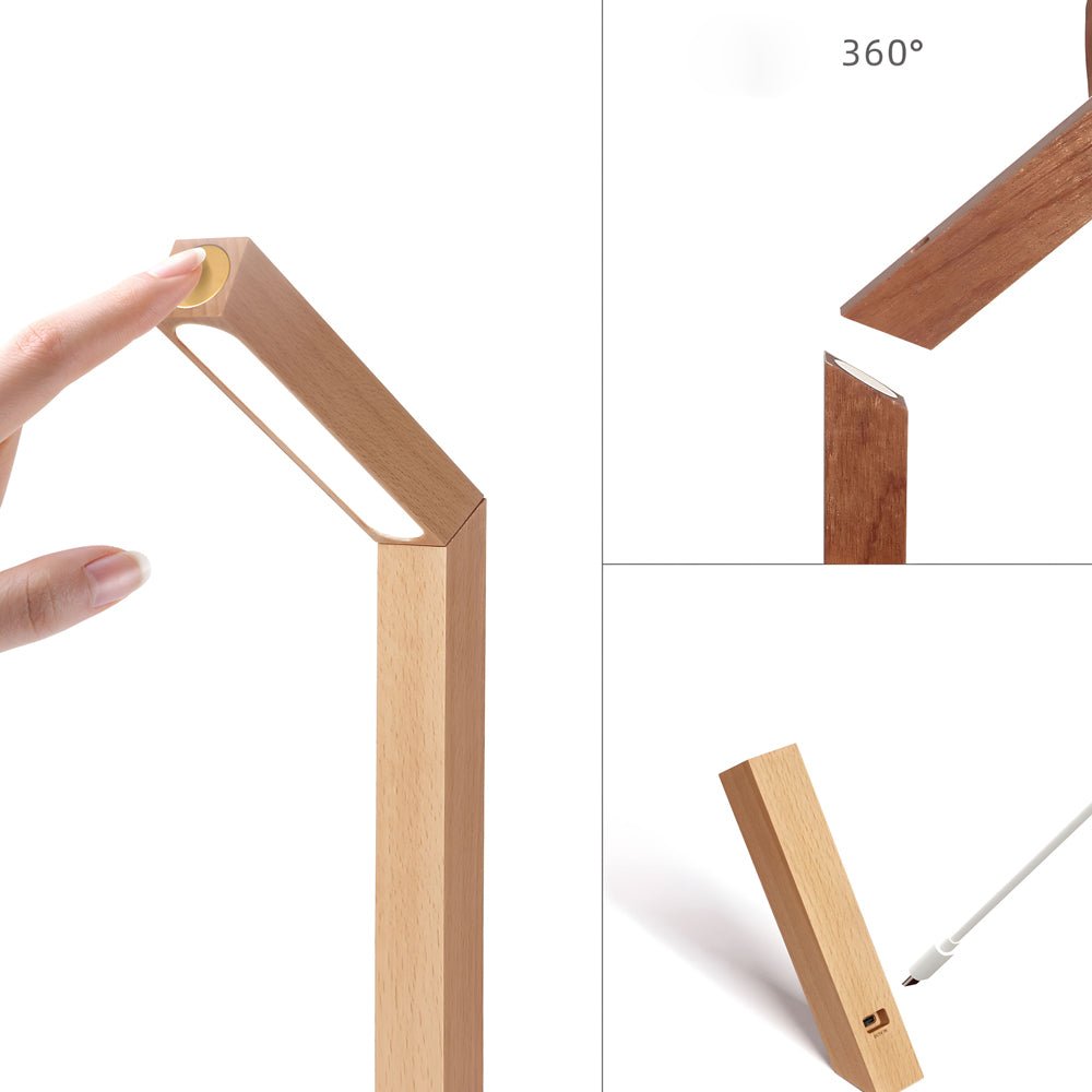 Scandinavian Dual Magnetic Wooden LED Touch-Control Desk Lamp for Home Office