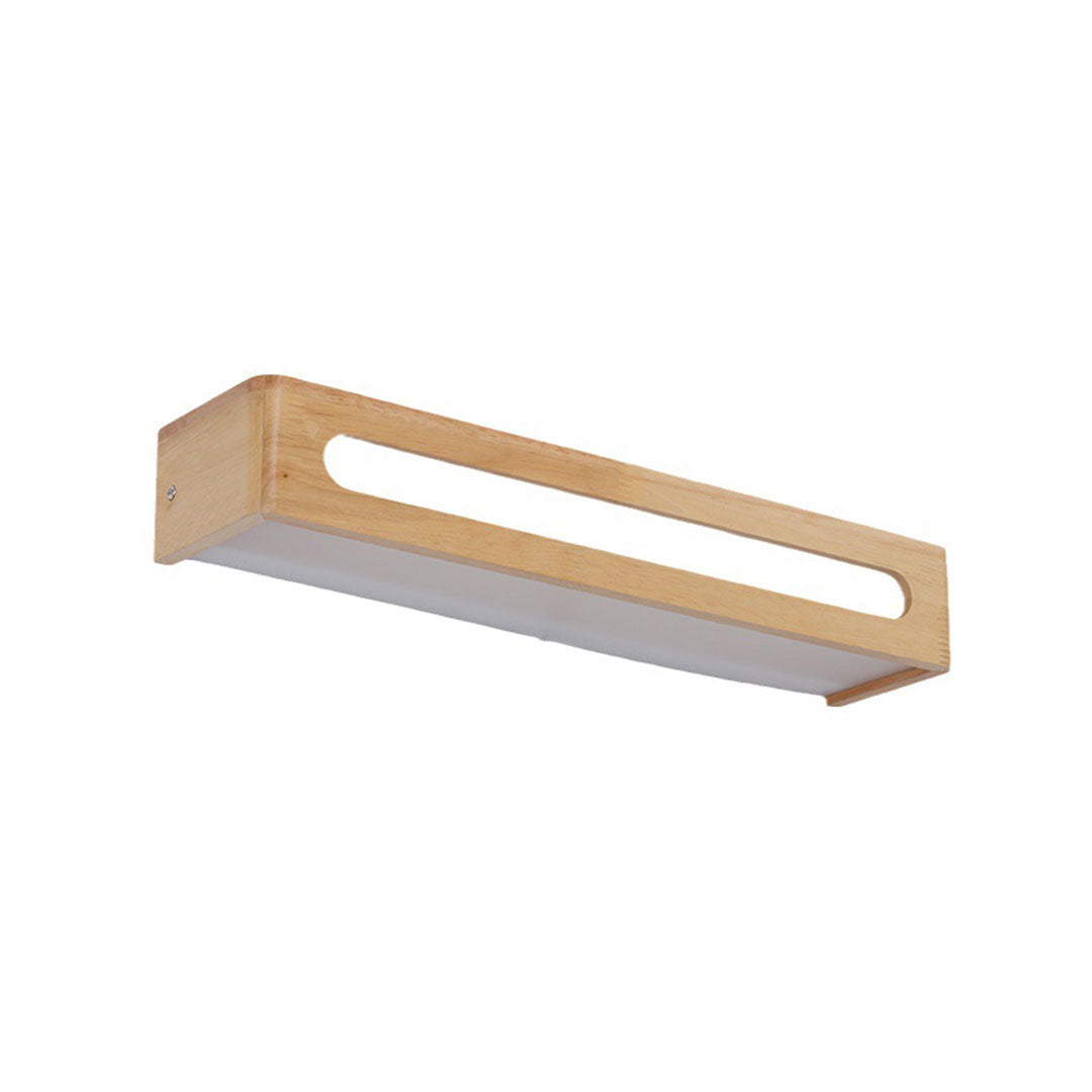 Waterproof LED Rectangular Wood Wall Sconce Mirror Light for Bathroom