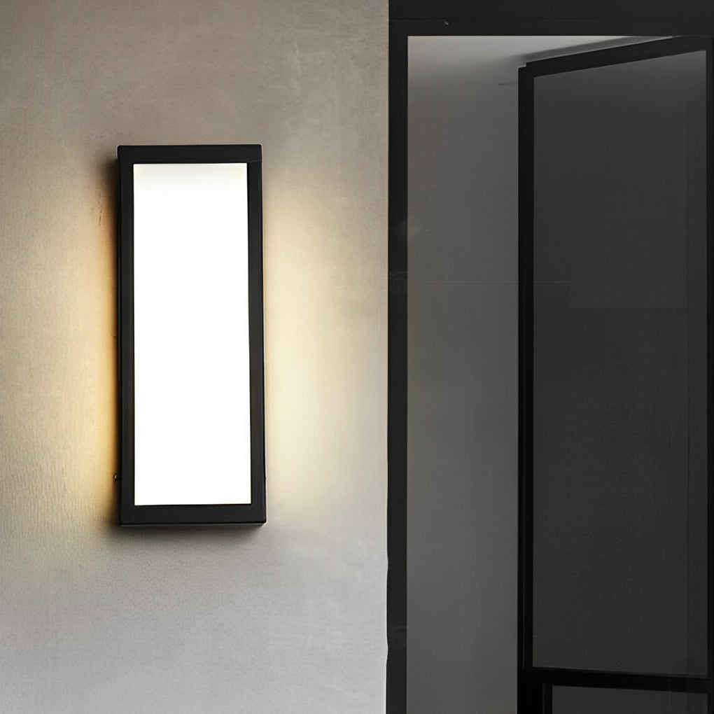 Sleek Black Modern LED Rectangle Outdoor Waterproof Wall Light Fixture