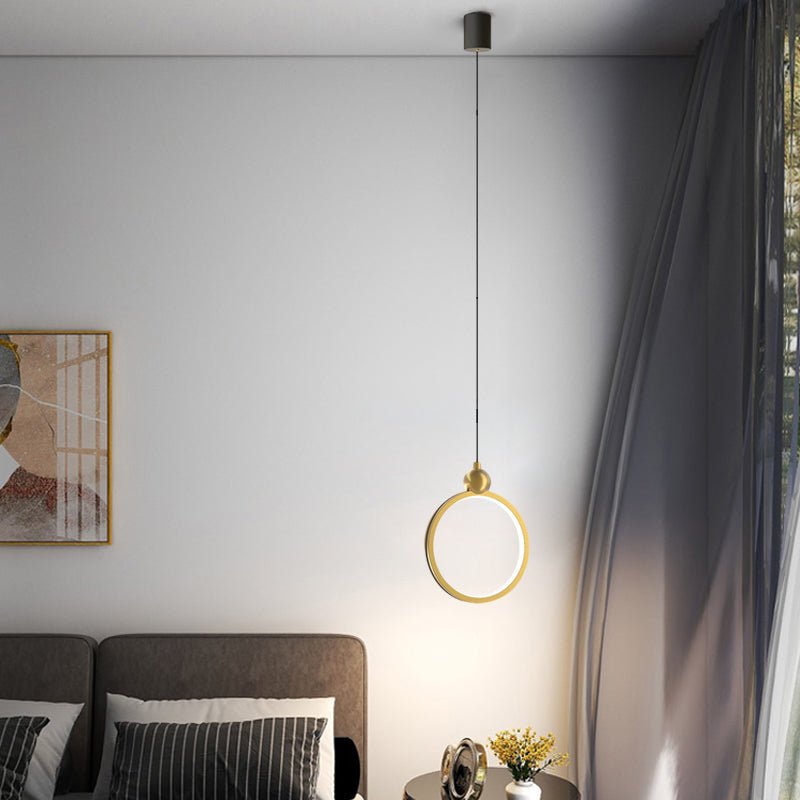 Sleek Black Aluminum and Leather LED Pendant Light for Modern Spaces