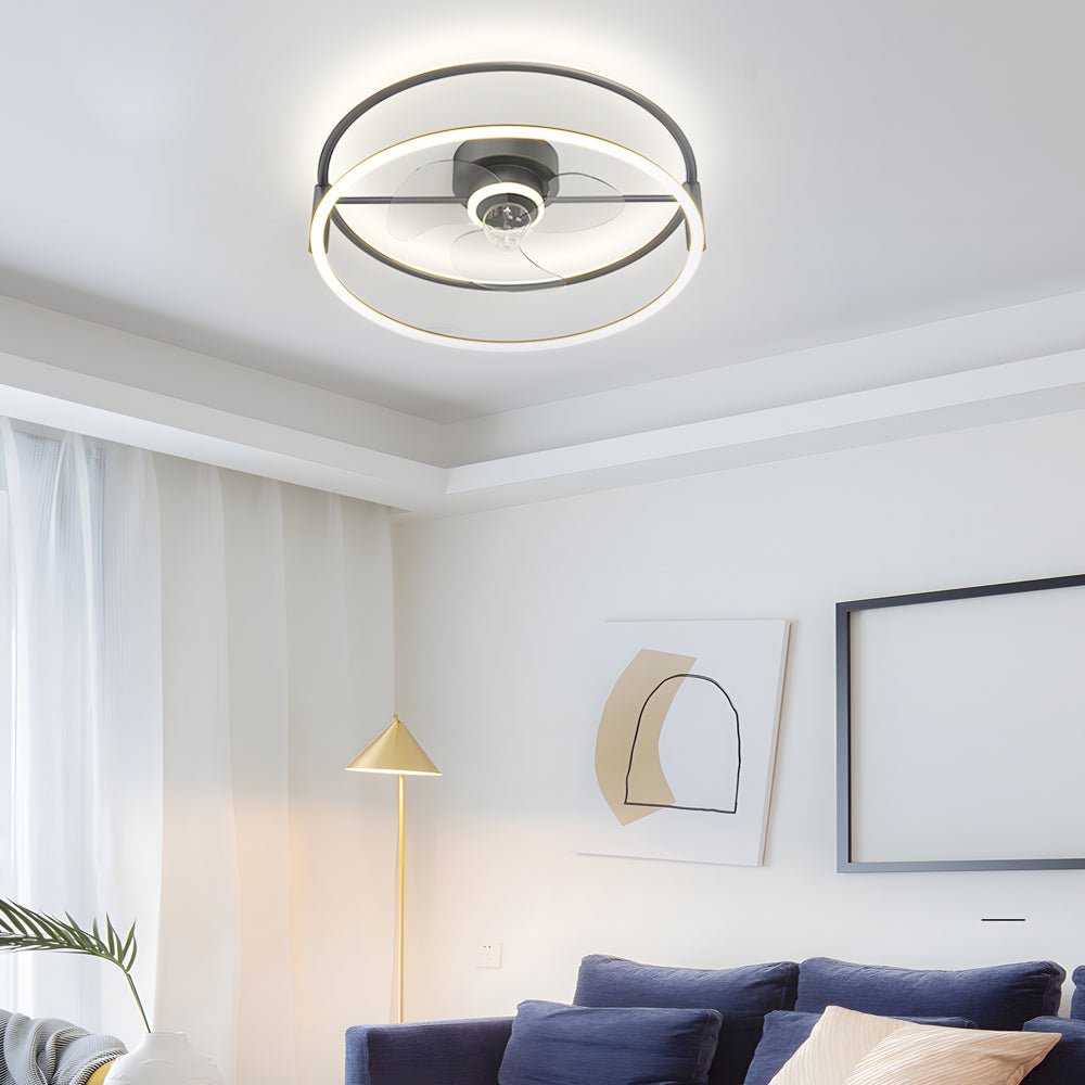 Modern Minimalist Bladeless LED Ceiling Fan Light with Three-Step Dimming