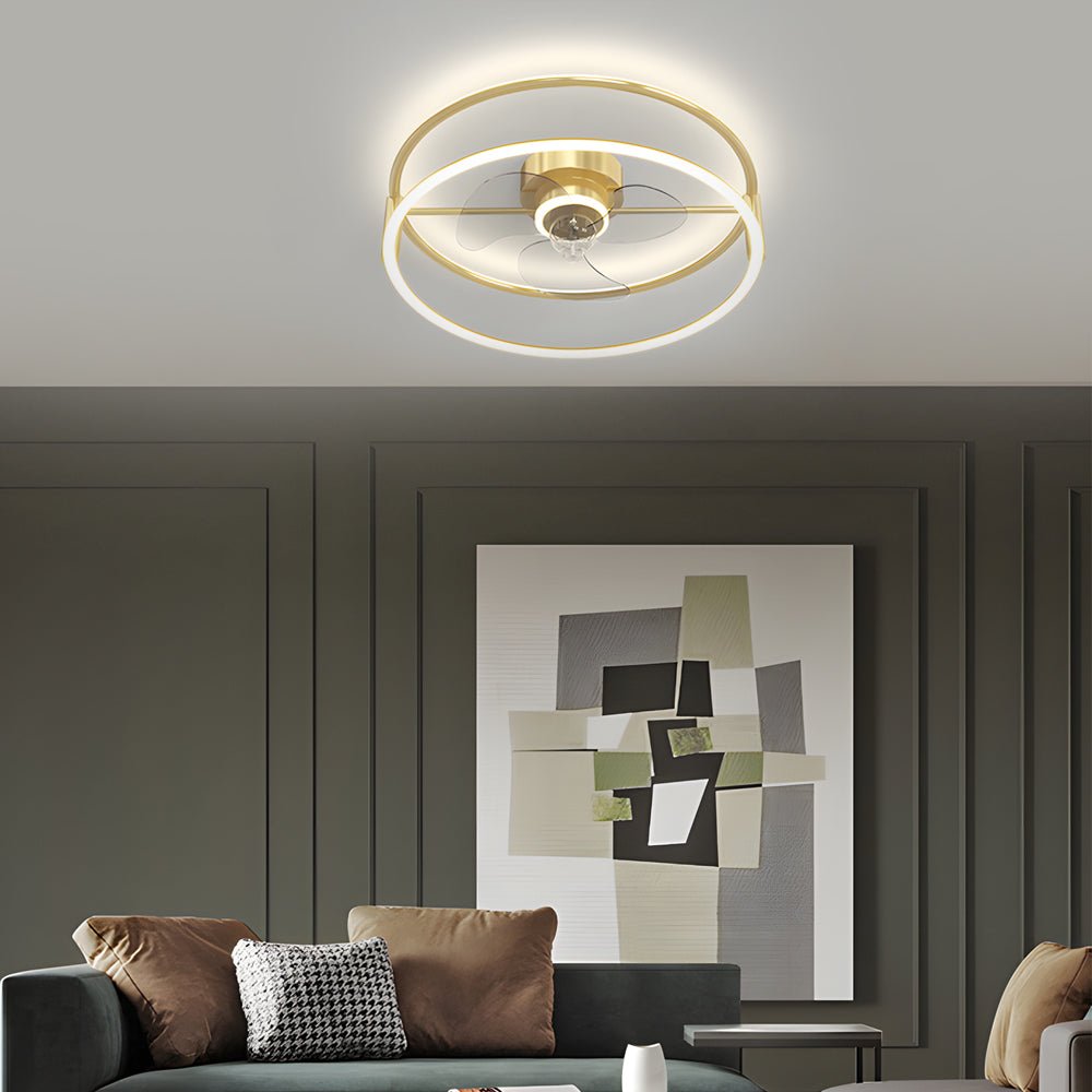 Modern Minimalist Bladeless LED Ceiling Fan Light with Three-Step Dimming
