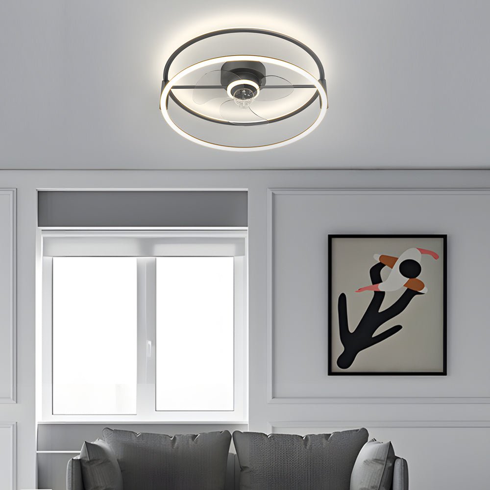 Modern Minimalist Bladeless LED Ceiling Fan Light with Three-Step Dimming