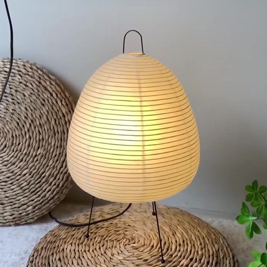 Minimalist White Rice Paper Table Lamp in Wabi-Sabi Style for Living Room