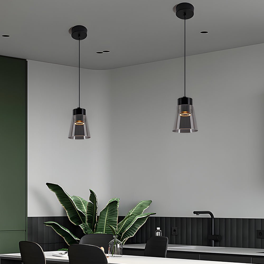 Smoke Gray Glass Modern Pendant Chandelier Light for Living Room
