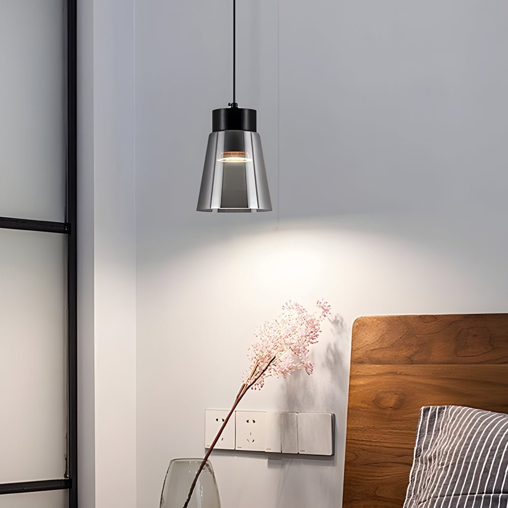 Smoke Gray Glass Modern Pendant Chandelier Light for Living Room