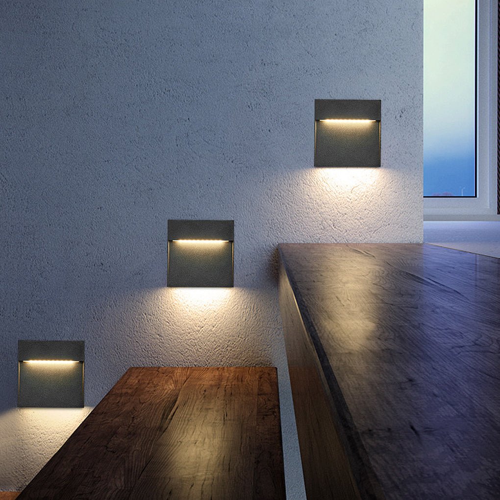 Minimalist Waterproof Square Outdoor Stair LED Lights – Durable White Design