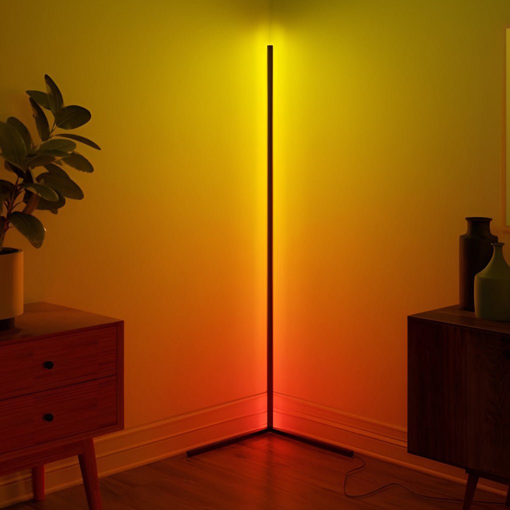 Modern Minimalist Black LED Corner Floor Lamp for Living Room Ambiance
