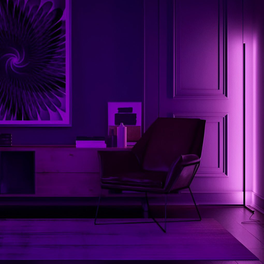 Modern Minimalist Black LED Corner Floor Lamp for Living Room Ambiance