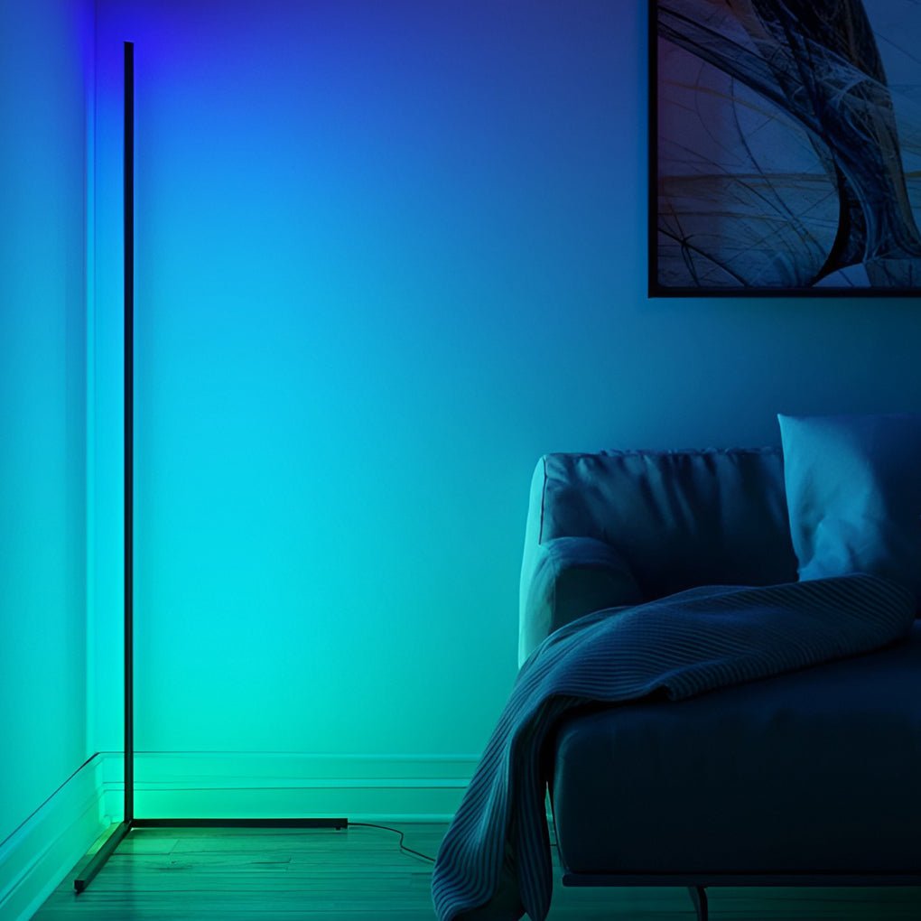 Modern Minimalist Black LED Corner Floor Lamp for Living Room Ambiance