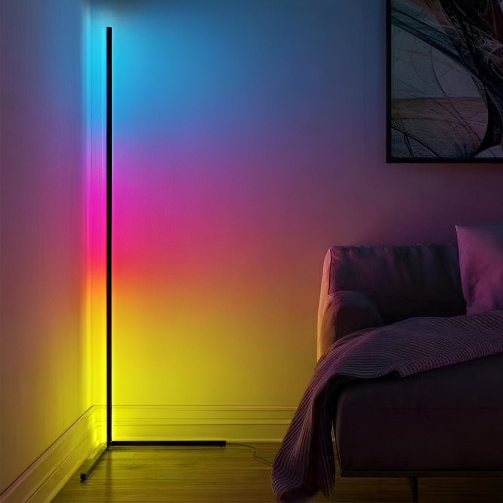 Modern Minimalist Black LED Corner Floor Lamp for Living Room Ambiance