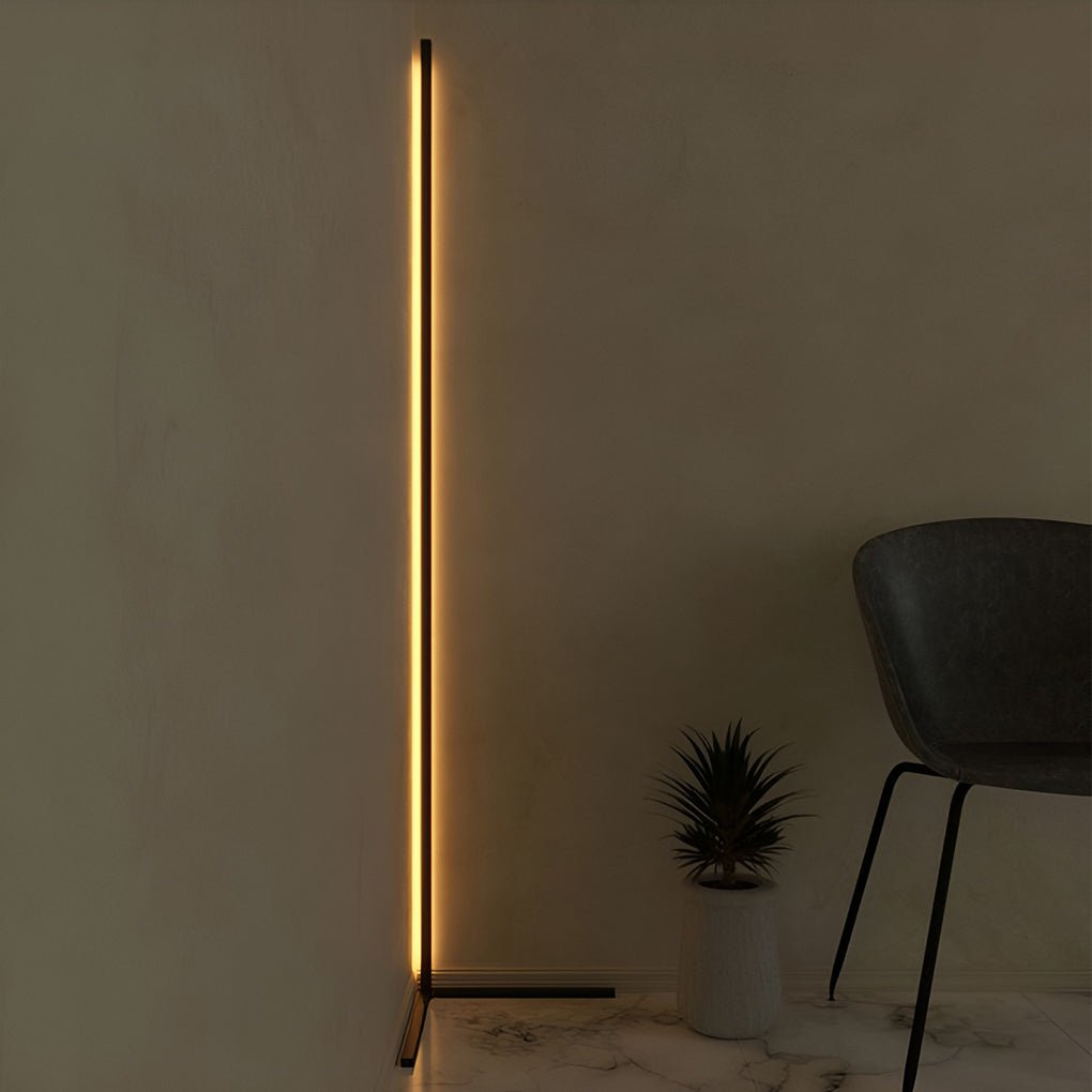 Modern Minimalist Black LED Corner Floor Lamp for Living Room Ambiance