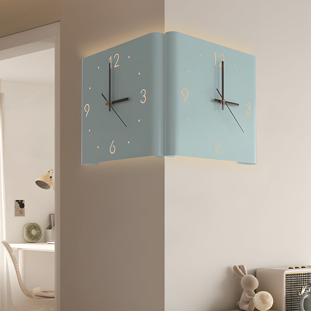 Modern Backlit Square Metal Wall Clock Lamp for Home Office Decor