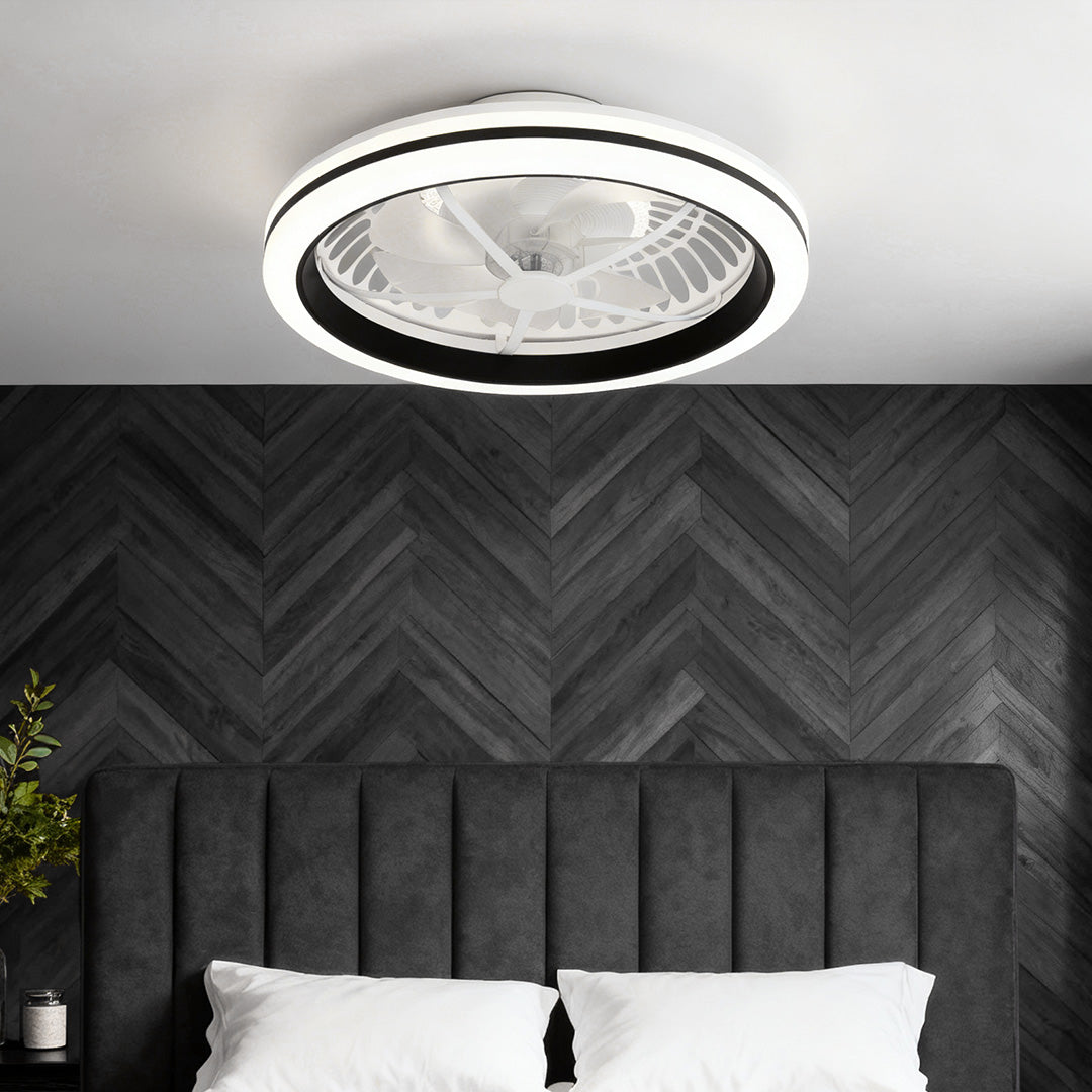 Stylish White Plastic Flush Mount Ceiling Fan Light for Home Décor