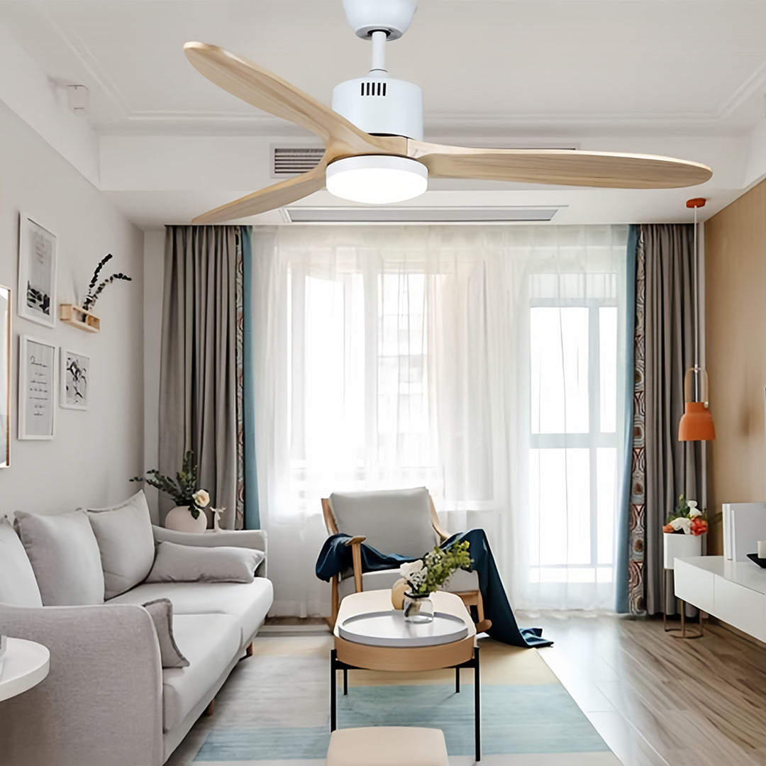 Rustic Wood Flush Mount Ceiling Fan with Light - Modern DC Motor Fandelier