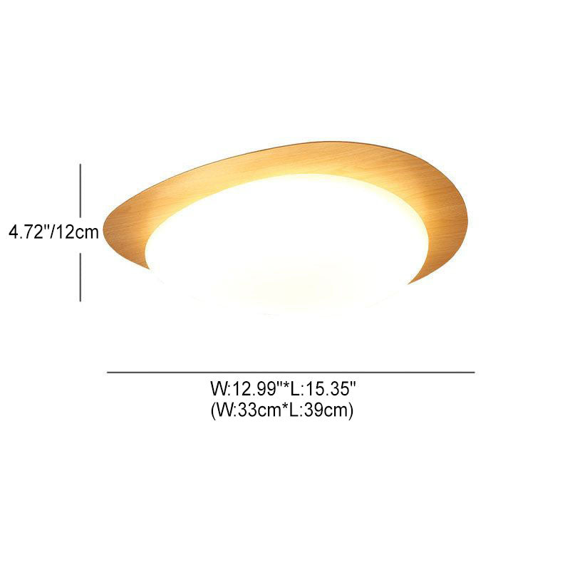 Nordic Oak Wood Grain Pebble LED Flush Mount Light for Living Room