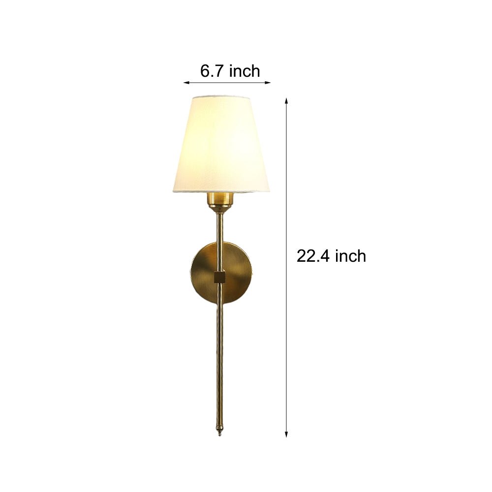 Contemporary Black and Gold Wall Sconce with White Linen Shade for Living Room