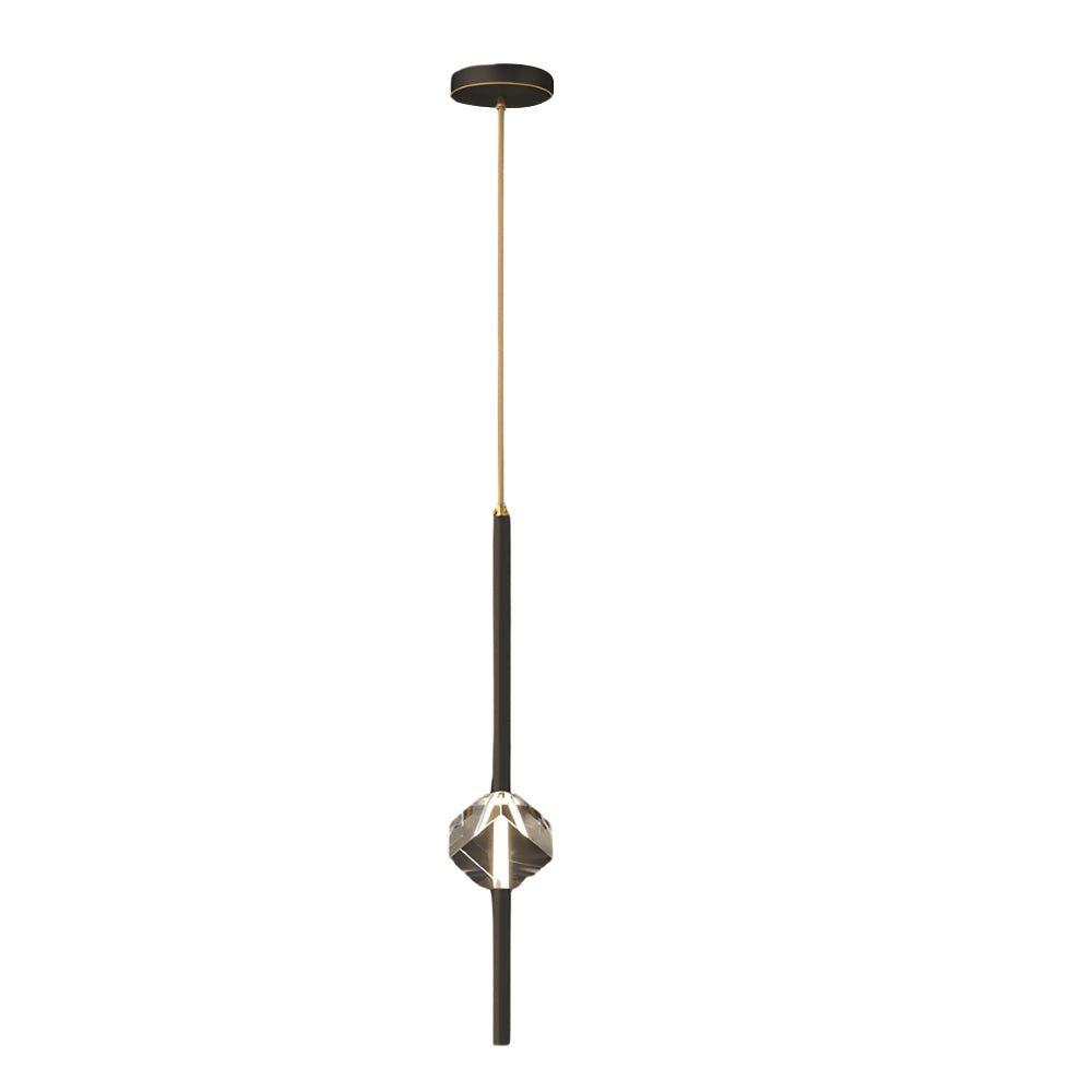 Contemporary Copper 1-Light Crystal Pendant Light with Dimmable LED for Dining Room
