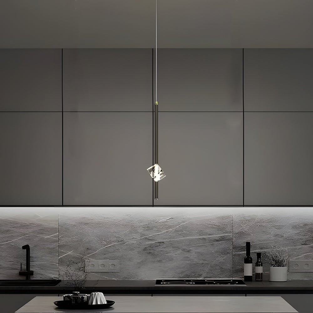 Modern Copper Crystal Pendant Light with Dimmable LED for Dining Room