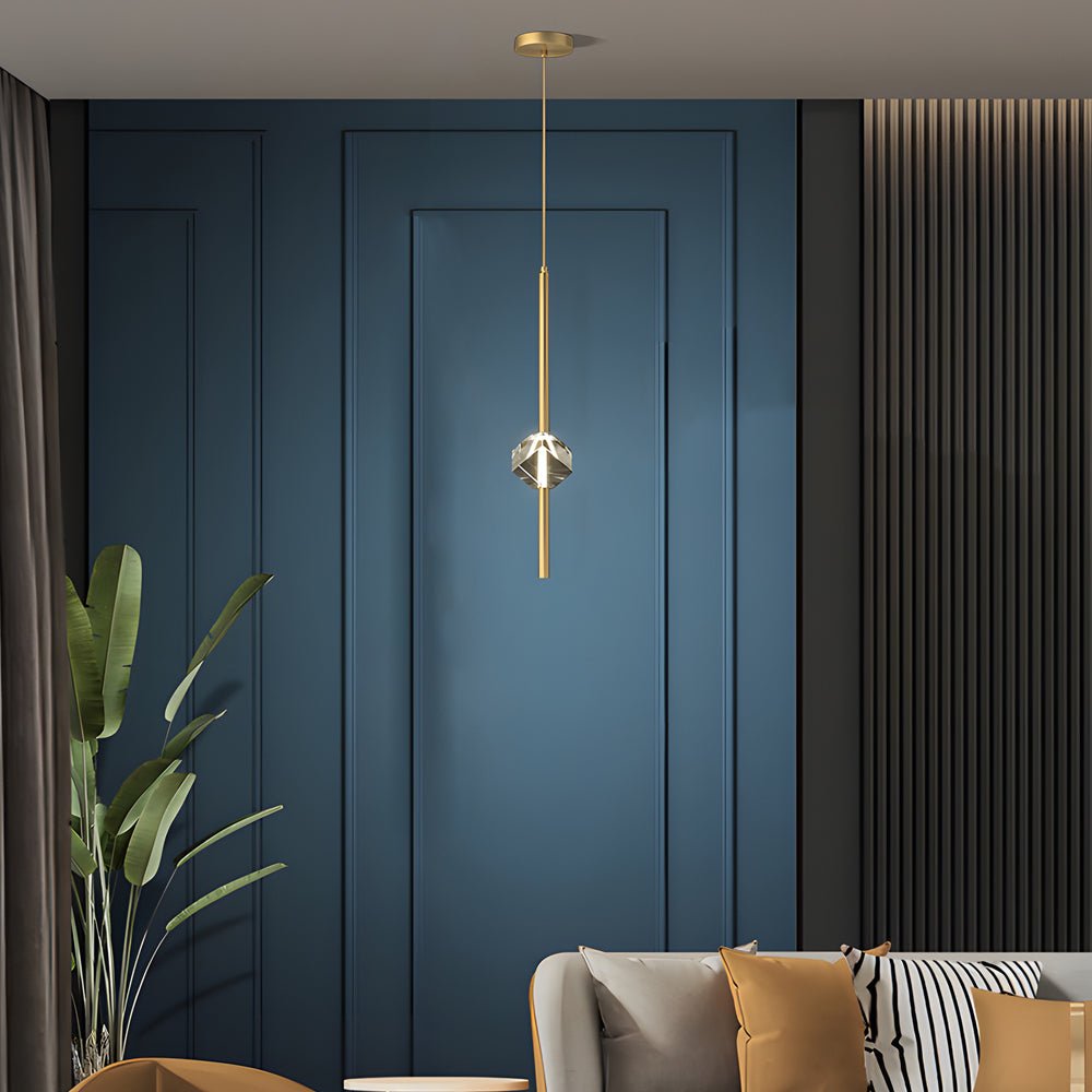 Contemporary Copper 1-Light Crystal Pendant Light with Dimmable LED for Dining Room