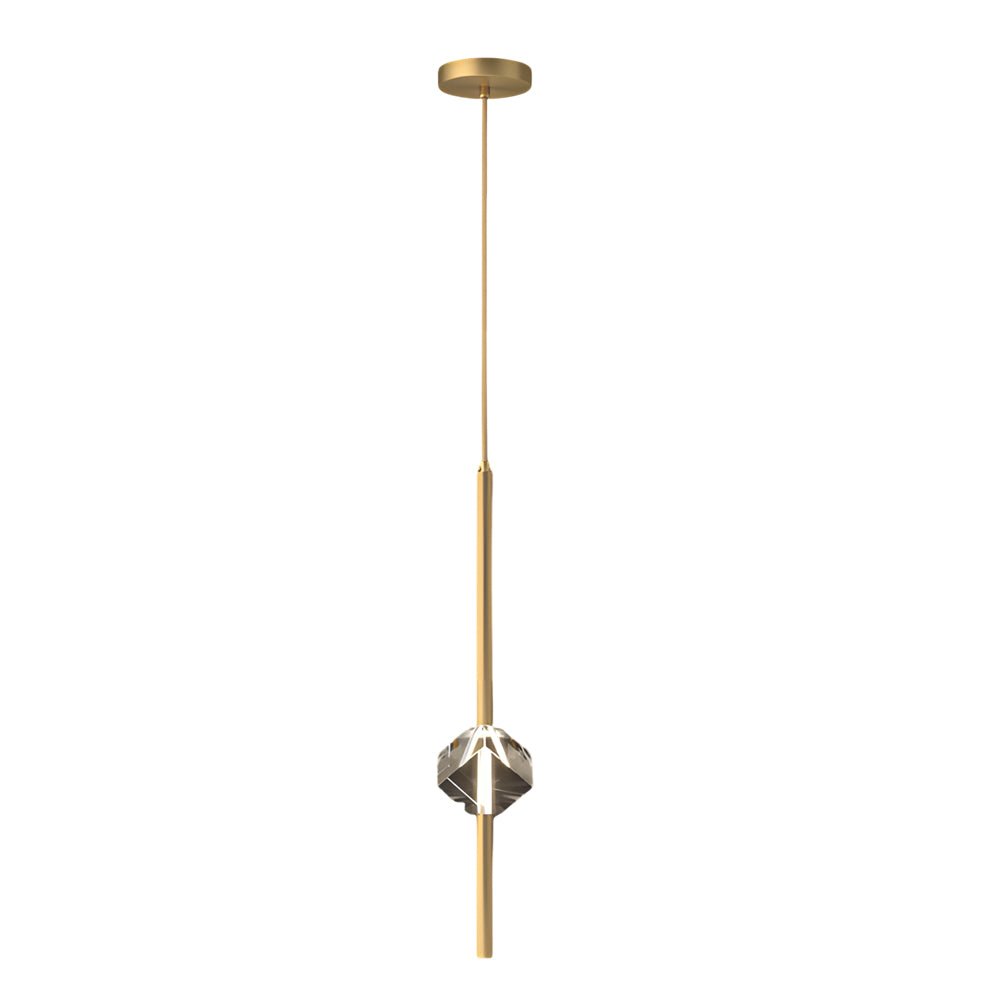 Modern Copper Crystal Pendant Light with Dimmable LED for Dining Room