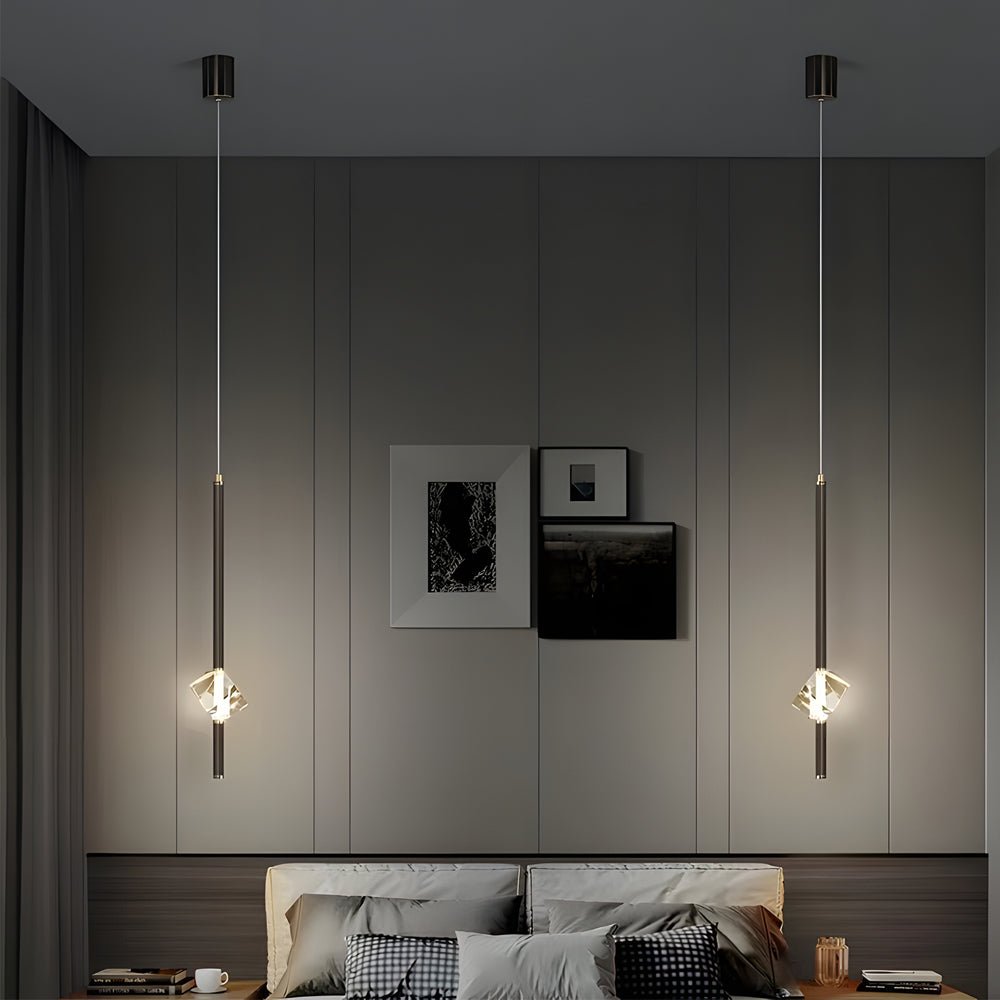 Modern Copper Crystal Pendant Light with Dimmable LED for Dining Room