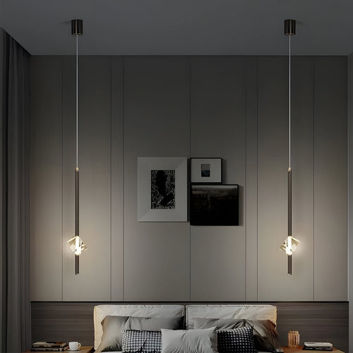 Contemporary Copper 1-Light Crystal Pendant Light with Dimmable LED for Dining Room
