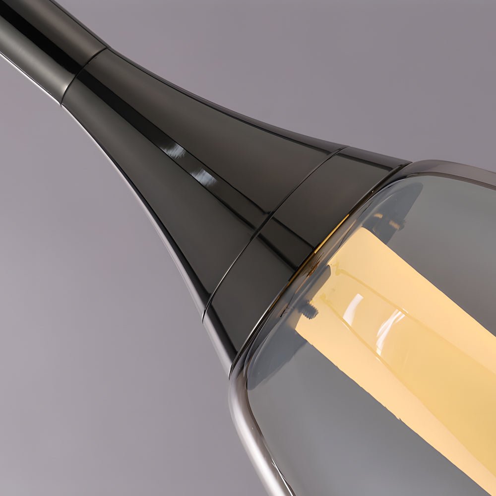 Stylish Amber & Smoke Gray LED Teardrop Glass Pendant Light for Kitchen