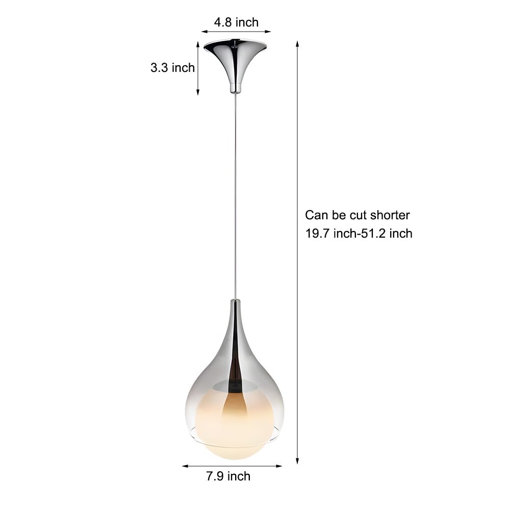 Contemporary Clear Glass Teardrop Pendant Light for Kitchen or Dining Room