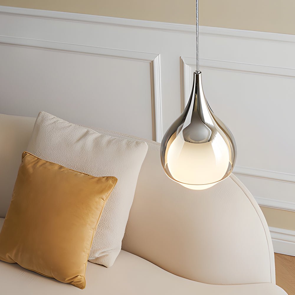 Sleek Teardrop Glass Pendant Light, Adjustable Height for Dining Room